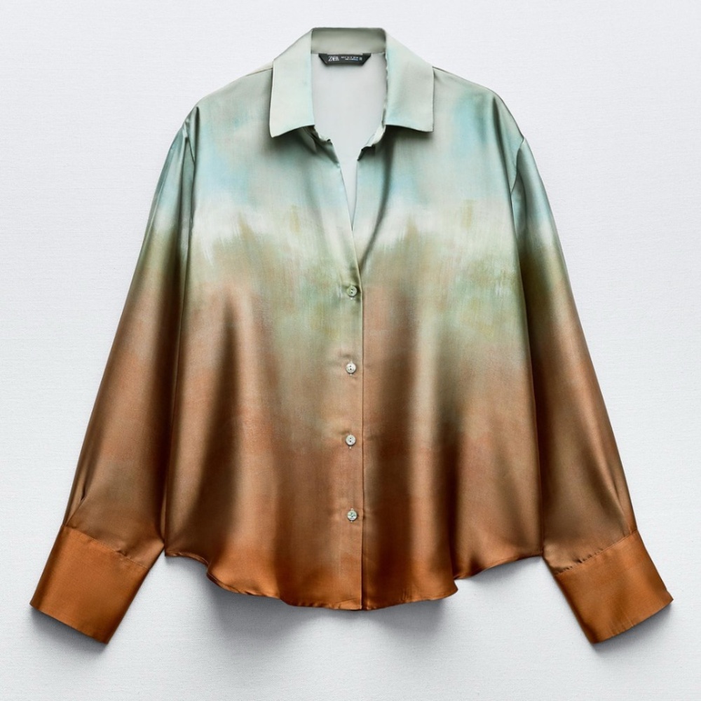 NWT Zara silky/satin button down shirt